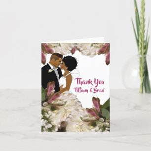 Elegant Floral African American Wedding Thank You 