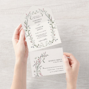 Elegant Floral All in One Wedding Invite