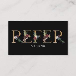 Elegant Floral Alphabet Referral Card