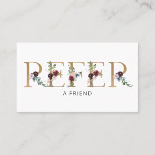 Elegant Floral Alphabet Referral Card