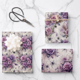 Elegant Floral Alternative Halloween Pattern Wrapping Paper Sheet