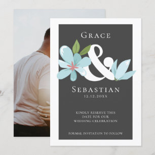Elegant Floral Ampersand Wedding Save The Date