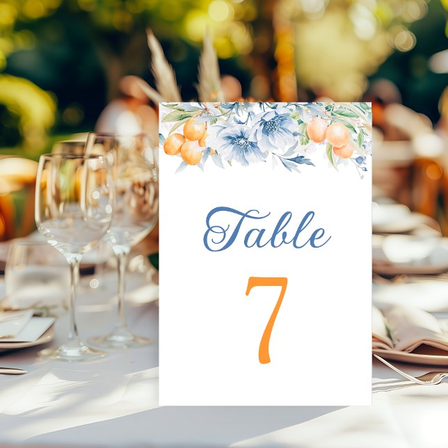 Elegant Floral and Lemon Wedding Table Number (Creator Uploaded)