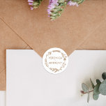 Elegant Floral and Simple Wedding Classic Round Sticker<br><div class="desc">Add a touch of timeless elegance to your wedding favours and decorations with these exquisite floral wedding stickers. These stickers feature a minimalist yet stunning floral design that perfectly complements any wedding item, from favour boxes to invitations and beyond. These versatile and customisable stickers are perfect for creating a cohesive...</div>