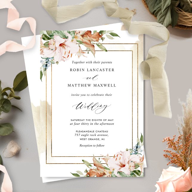 Elegant Floral and Terracotta Watercolor Wedding I Invitation (Creator Uploaded)