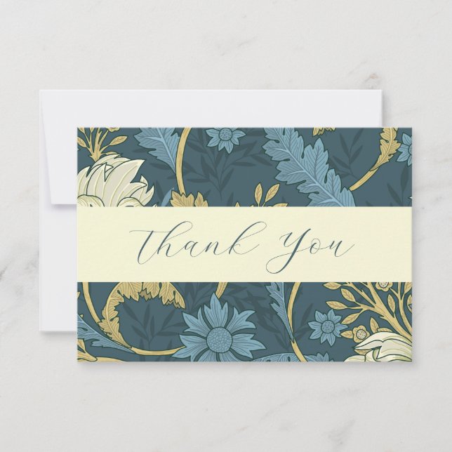 Elegant Floral And Vines Thank You Card (Front)
