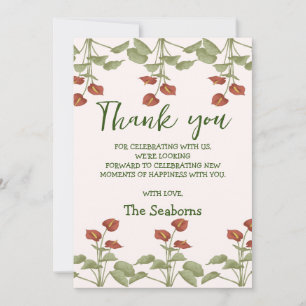 Elegant floral anthurium baby shower message thank you card