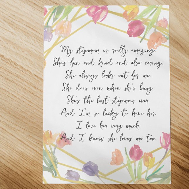    Elegant Floral Appreciation Poem for Stepmother Custom Letterhead (Creator Uploaded)