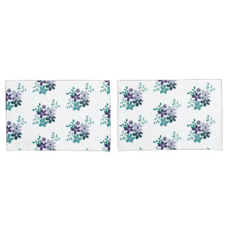 Elegant floral aqua green purple violet light pillowcase