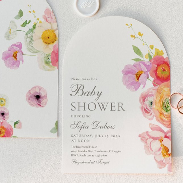 Elegant Floral Arch Baby Shower Invitation (Creator Uploaded)