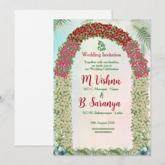 Elegant Floral Arch & Indian Wedding Invitation