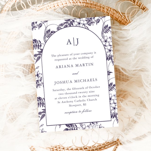 Elegant Floral Arch Monogram Wedding Invitation (Creator Uploaded)