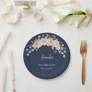 Elegant Floral Arch Personalised Birthday Paper Plate