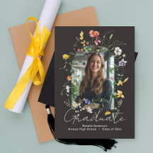 Elegant Floral Arch Photo Graduate Announcement