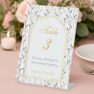 Elegant Floral Arch Retirement Party  Pedestal Sign
