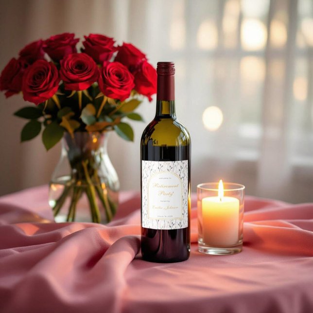 Elegant Floral Arch Retirement Party  Wine Label (Creator Uploaded)