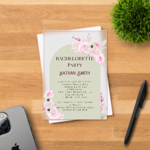 Elegant Floral Arch Summer Bachelorette Party Acrylic Invitations