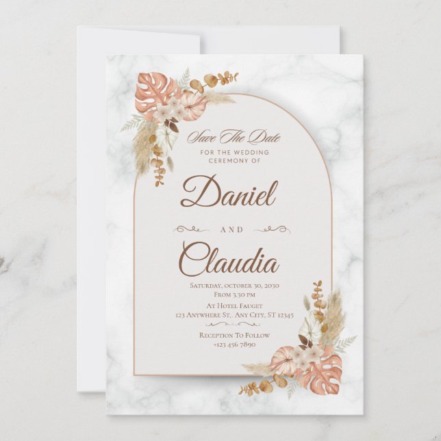 Elegant Floral Arch Wedding Invitation (Front)