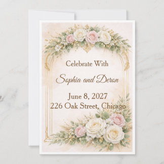 Elegant Floral Arch Wedding Invitation