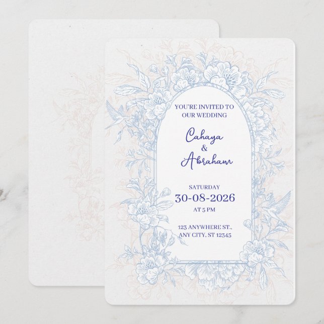 Elegant Floral Arch Wedding Invitation  (Front/Back)