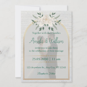 Elegant Floral Arch Wedding Invitation with Gold