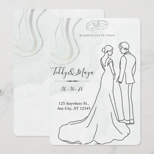 Elegant Floral Arch Wedding Suite Invitation (Front/Back)