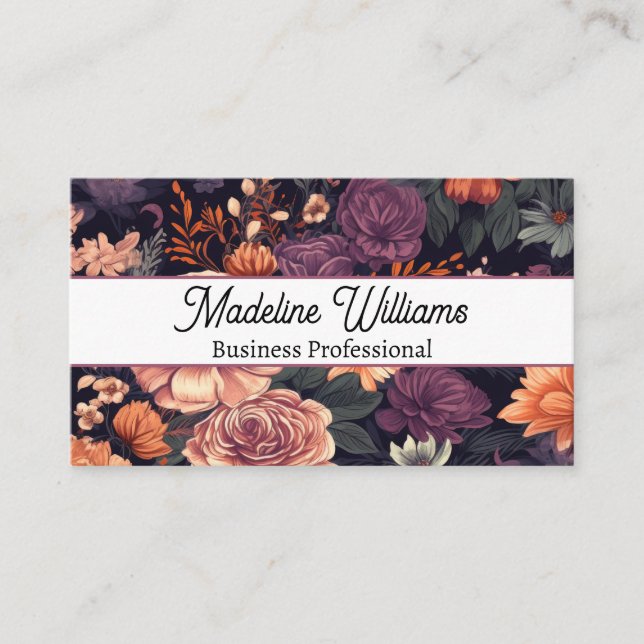 Elegant Floral Arrangement Background Business Card (Front)