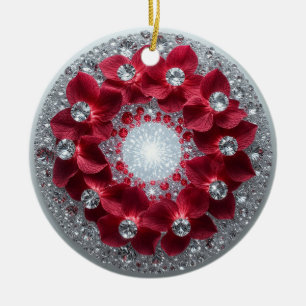 Elegant Floral Arrangement with Red Orchids Ceramic Tree Decoration