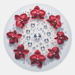Elegant Floral Arrangement with Red Orchids Classic Round Sticker