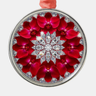 Elegant Floral Arrangement with Red Orchids Metal Tree Decoration