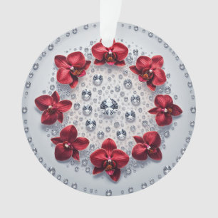 Elegant Floral Arrangement with Red Orchids Ornament
