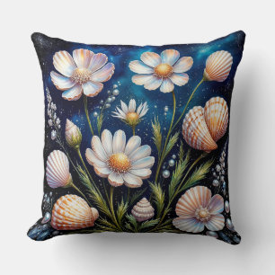 Elegant Floral Arrangement with Seashells Cushion