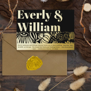 Elegant Floral Art Deco Modern Gold Wedding Fo