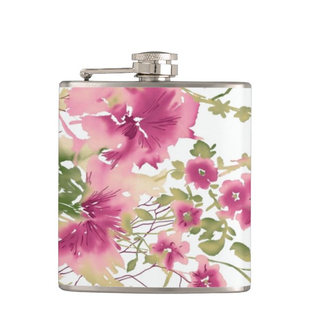 Elegant Floral Art Flask (Front)
