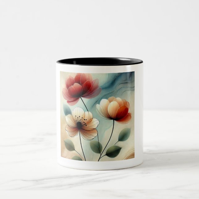 Elegant Floral Art Mug (Center)