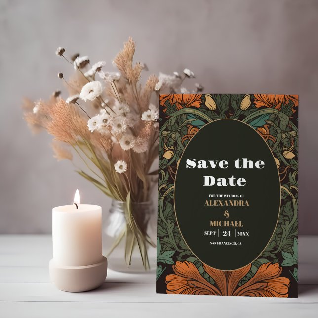Elegant Floral Art Nouveau Wedding Save The Date (Creator Uploaded)