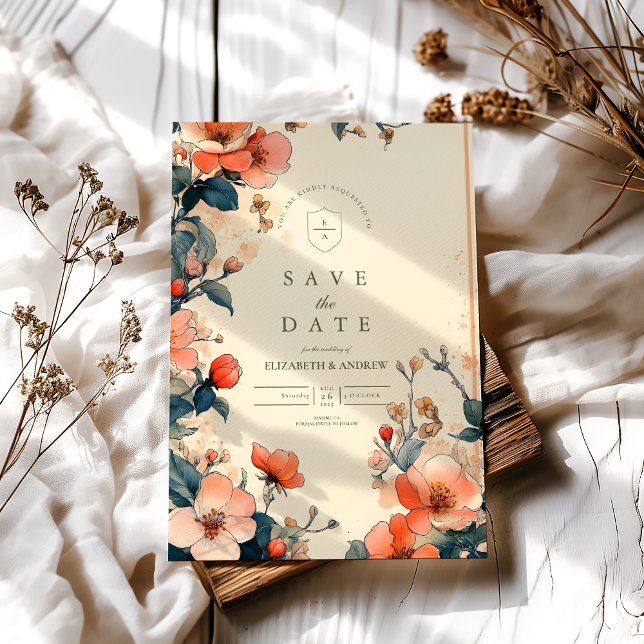 Elegant Floral Art Nouveau Wedding Save The Date (Creator Uploaded)