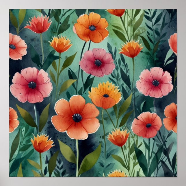 Elegant Floral Art Poster (Front)