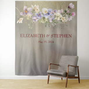 Elegant Floral Autumn Wedding Backdrop Tapestry