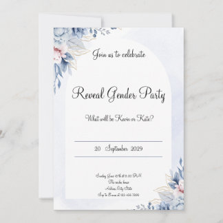 Elegant Floral Baby Reveal Gender Invitation