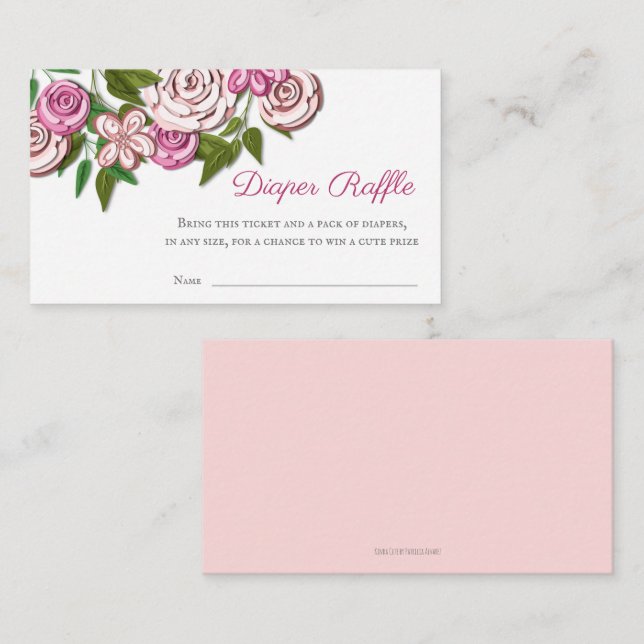 Elegant Floral Baby Shower Diaper Raffle Enclosure Card (Front/Back)