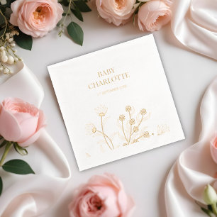 Elegant Floral Baby Shower Foil Napkins