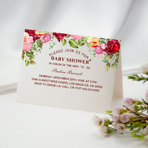 Elegant Floral Baby Shower Folded Invitation