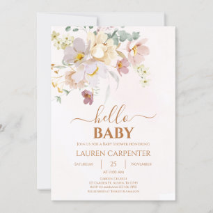 Elegant Floral Baby Shower Girl Invitation