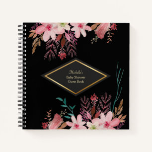 Elegant floral Baby Shower Guest Notebook