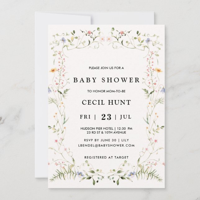 Elegant Floral Baby Shower Invitation (Front)