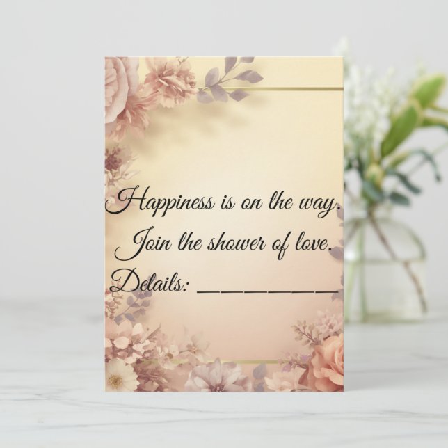 Elegant Floral Baby Shower Invitation  (Standing Front)