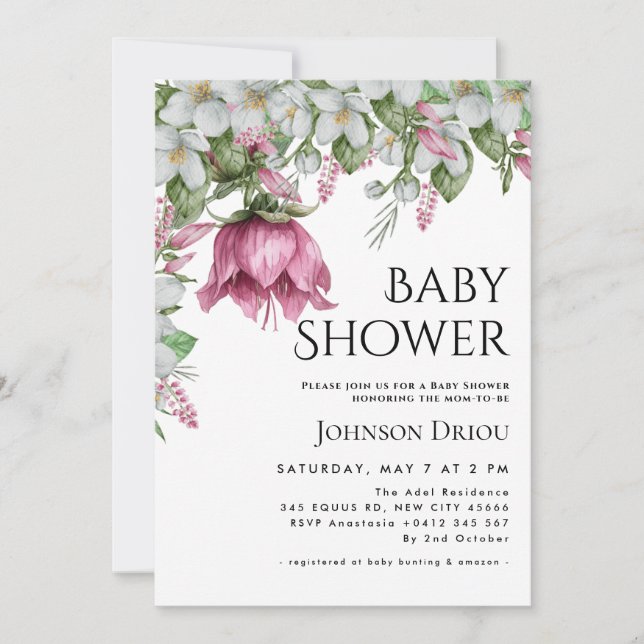 Elegant Floral Baby Shower Invitation (Front)
