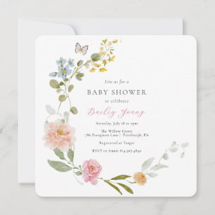 Elegant Floral Baby Shower Invitation