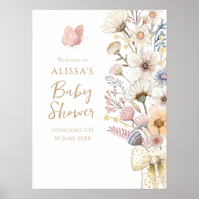 Elegant Floral Baby Shower Poster (Front)